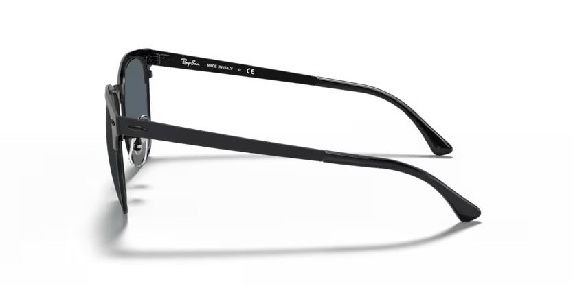 Sonnenbrillen Ray-Ban Clubmaster Metal RB 3716 (186/R5) farbe shiny black top matte form quadratisch gläser blue