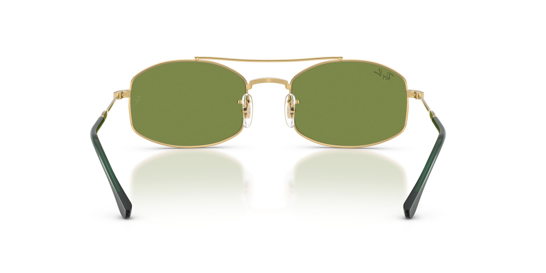 Sunglasses Ray-Ban RB 3719 (001/4E) color oro arista shape oval lenses verde