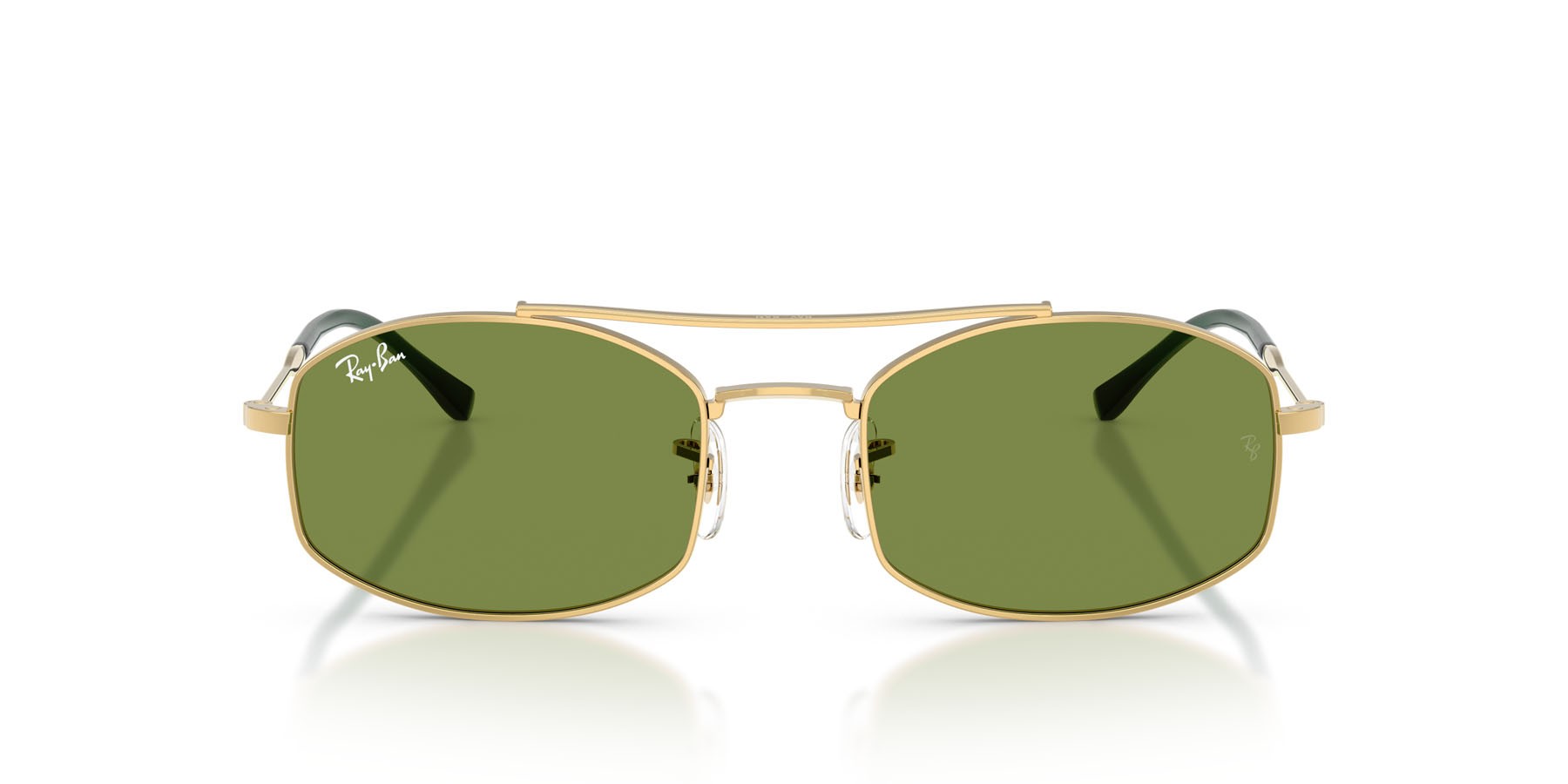 Sunglasses Ray-Ban RB 3719 (001/4E) color oro arista shape oval lenses verde