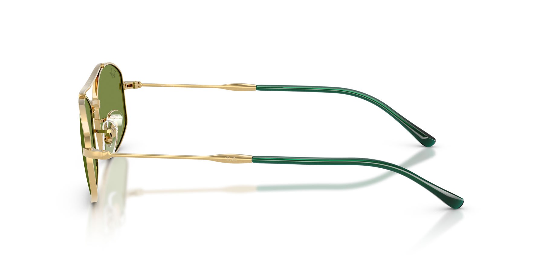 Sunglasses Ray-Ban RB 3719 (001/4E) color oro arista shape oval lenses verde