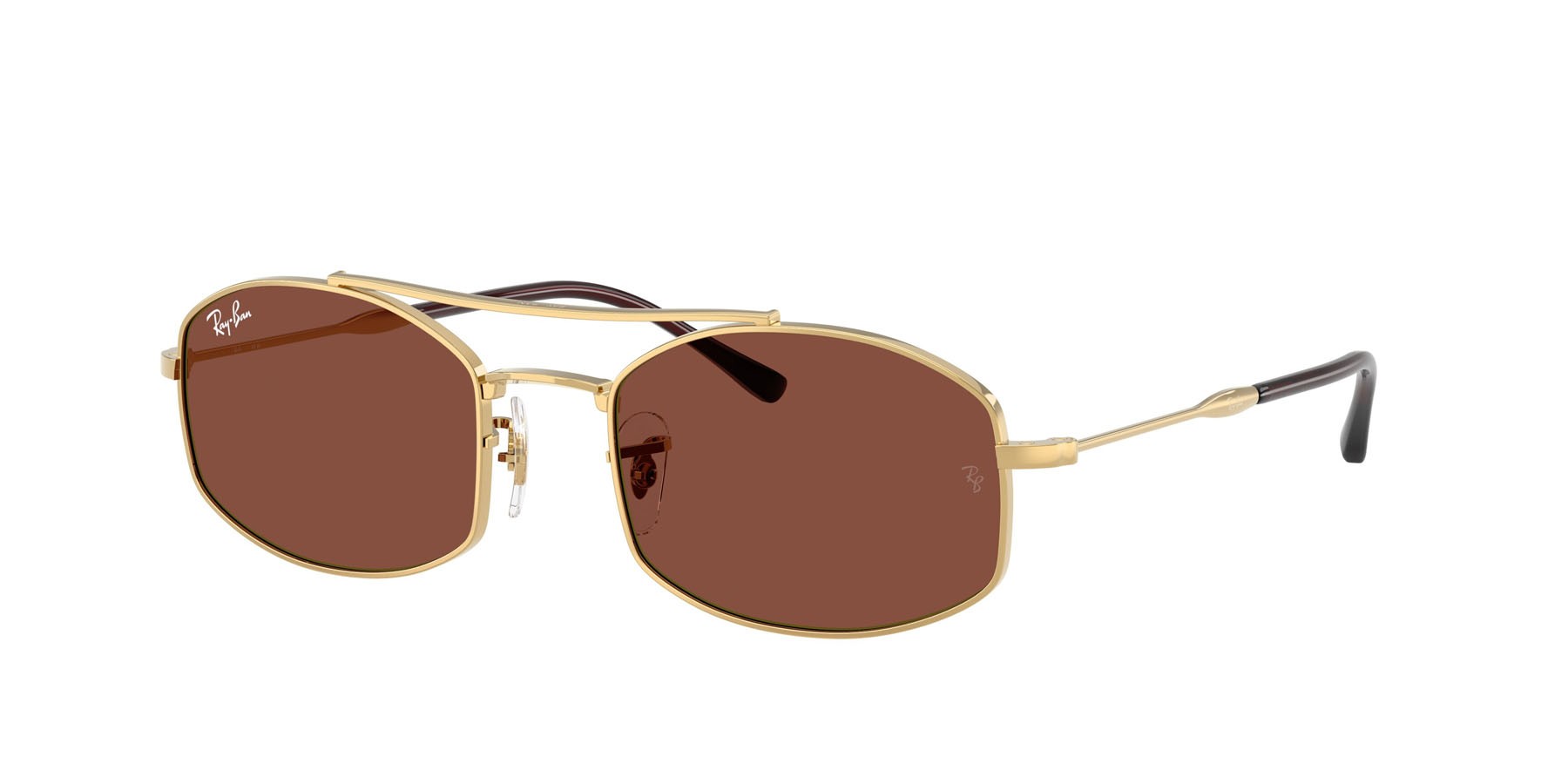 Sunglasses Ray-Ban RB 3719 (001/C5) color oro arista shape oval lenses rosso