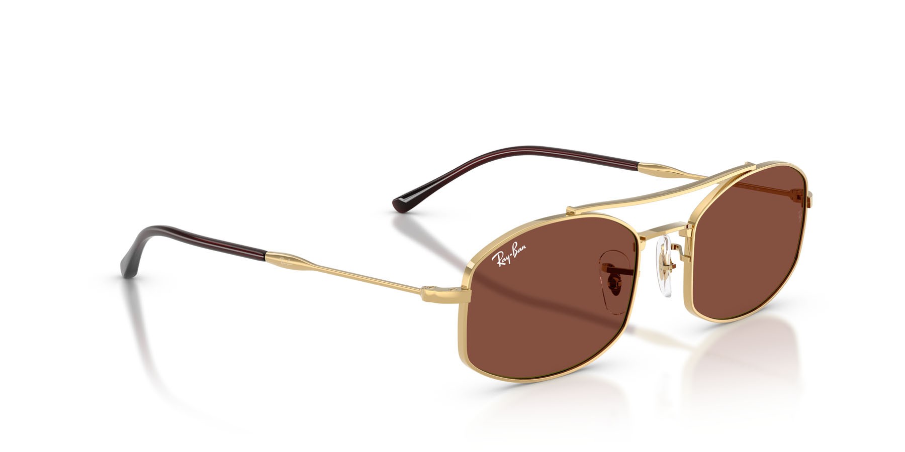 Sunglasses Ray-Ban RB 3719 (001/C5) color oro arista shape oval lenses rosso