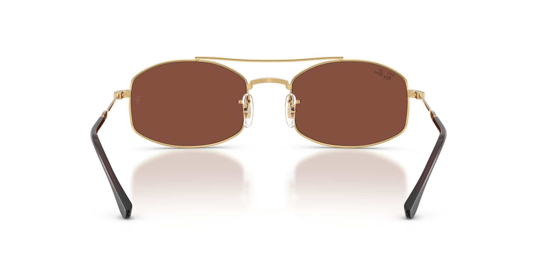 Sunglasses Ray-Ban RB 3719 (001/C5) color oro arista shape oval lenses rosso