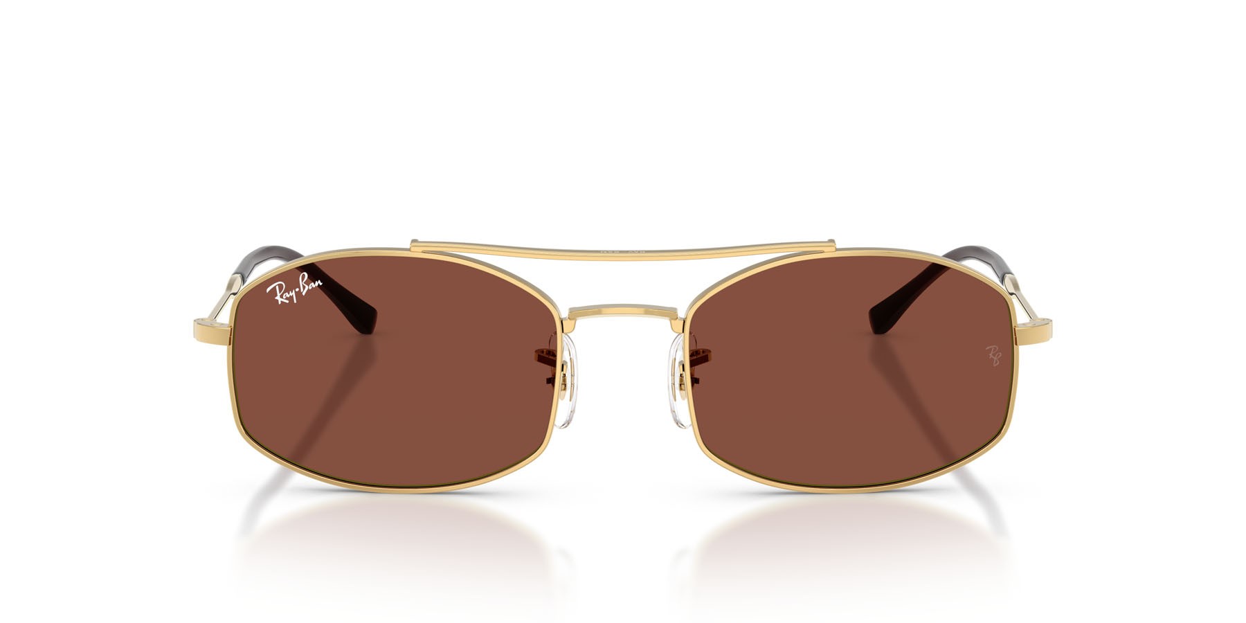 Sunglasses Ray-Ban RB 3719 (001/C5) color oro arista shape oval lenses rosso