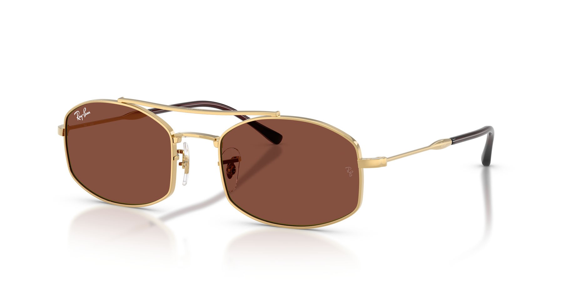 Sunglasses Ray-Ban RB 3719 (001/C5) color oro arista shape oval lenses rosso