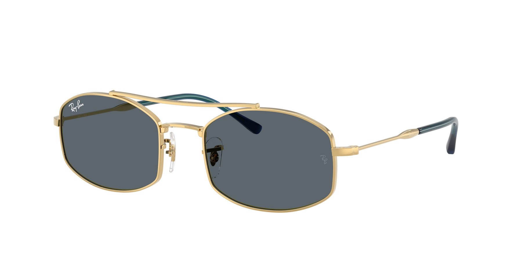 Sunglasses Ray-Ban RB 3719 (9278R5) color oro arista shape oval lenses blu