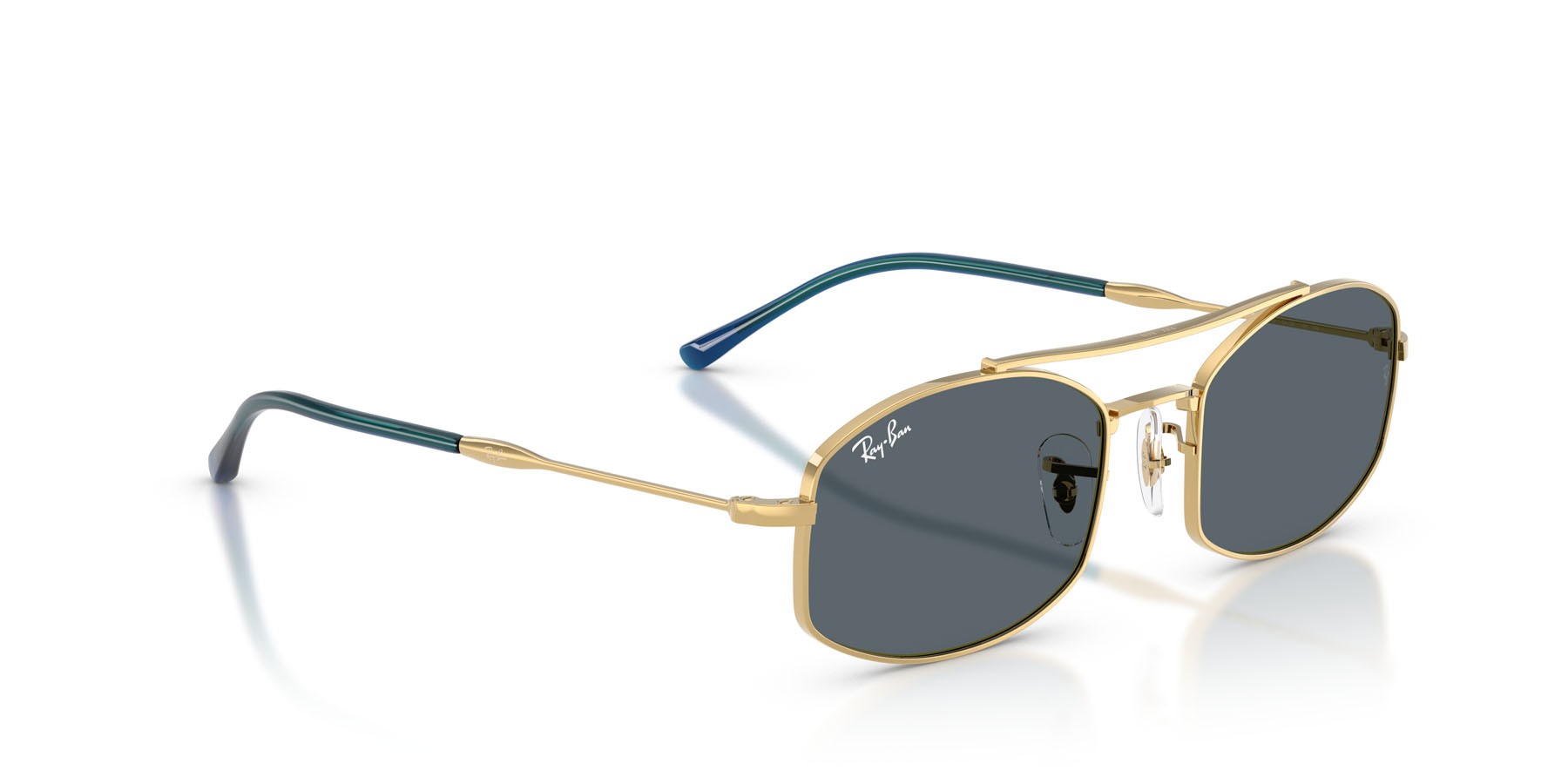 Sunglasses Ray-Ban RB 3719 (9278R5) color oro arista shape oval lenses blu