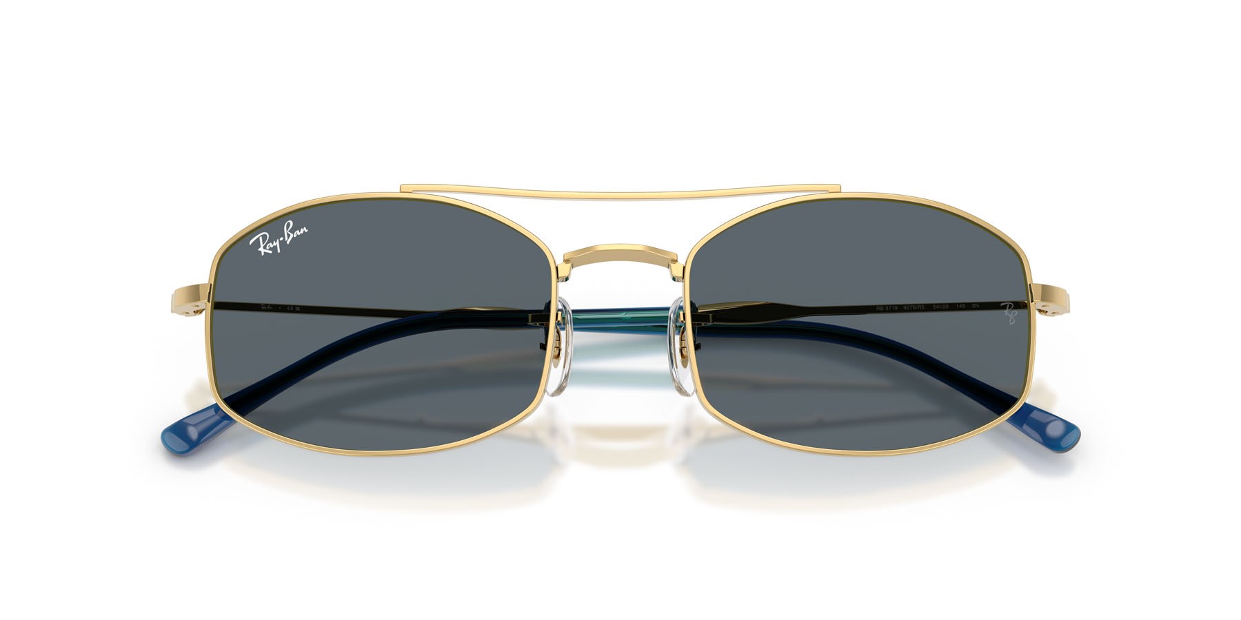 Sunglasses Ray-Ban RB 3719 (9278R5) color oro arista shape oval lenses blu