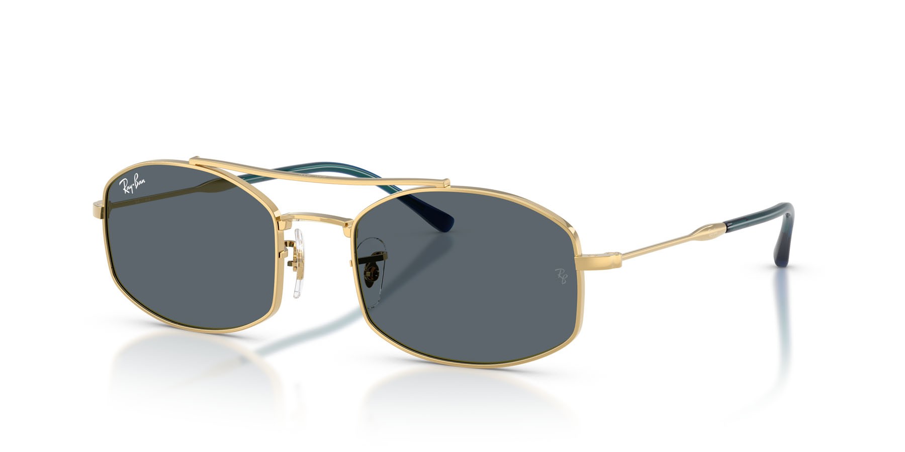 Sunglasses Ray-Ban RB 3719 (9278R5) color oro arista shape oval lenses blu