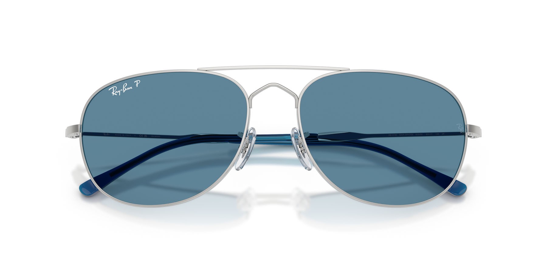 Sonnenbrillen Ray-Ban Bain Bridge RB 3735 (003/S2) farbe argento form aviator gläser polarized blu
