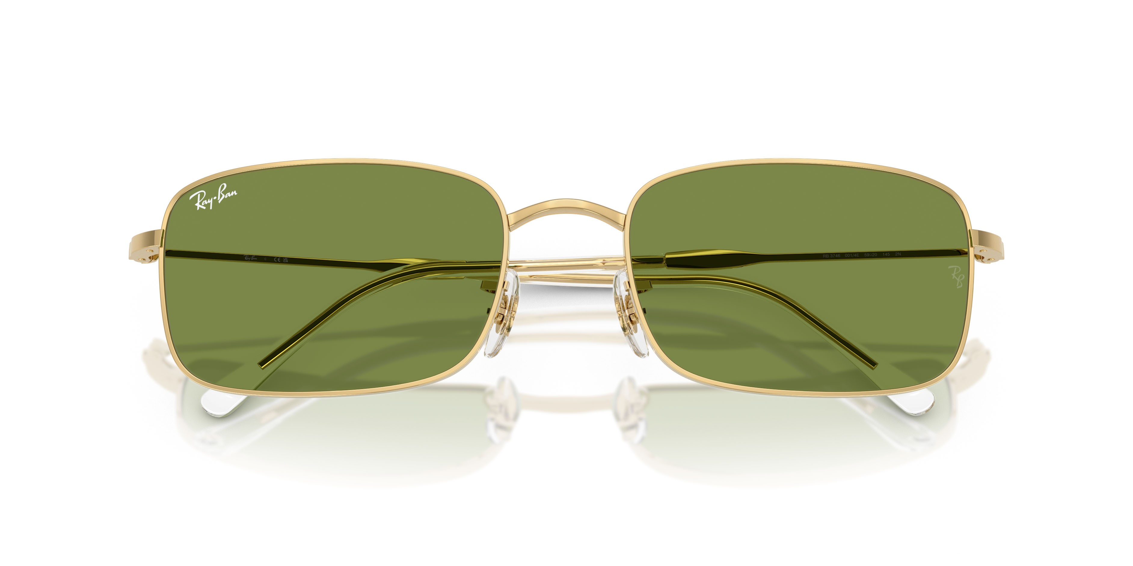 Sunglasses Ray-Ban RB 3746 (001/4E) color oro arista shape rectangle lenses verde
