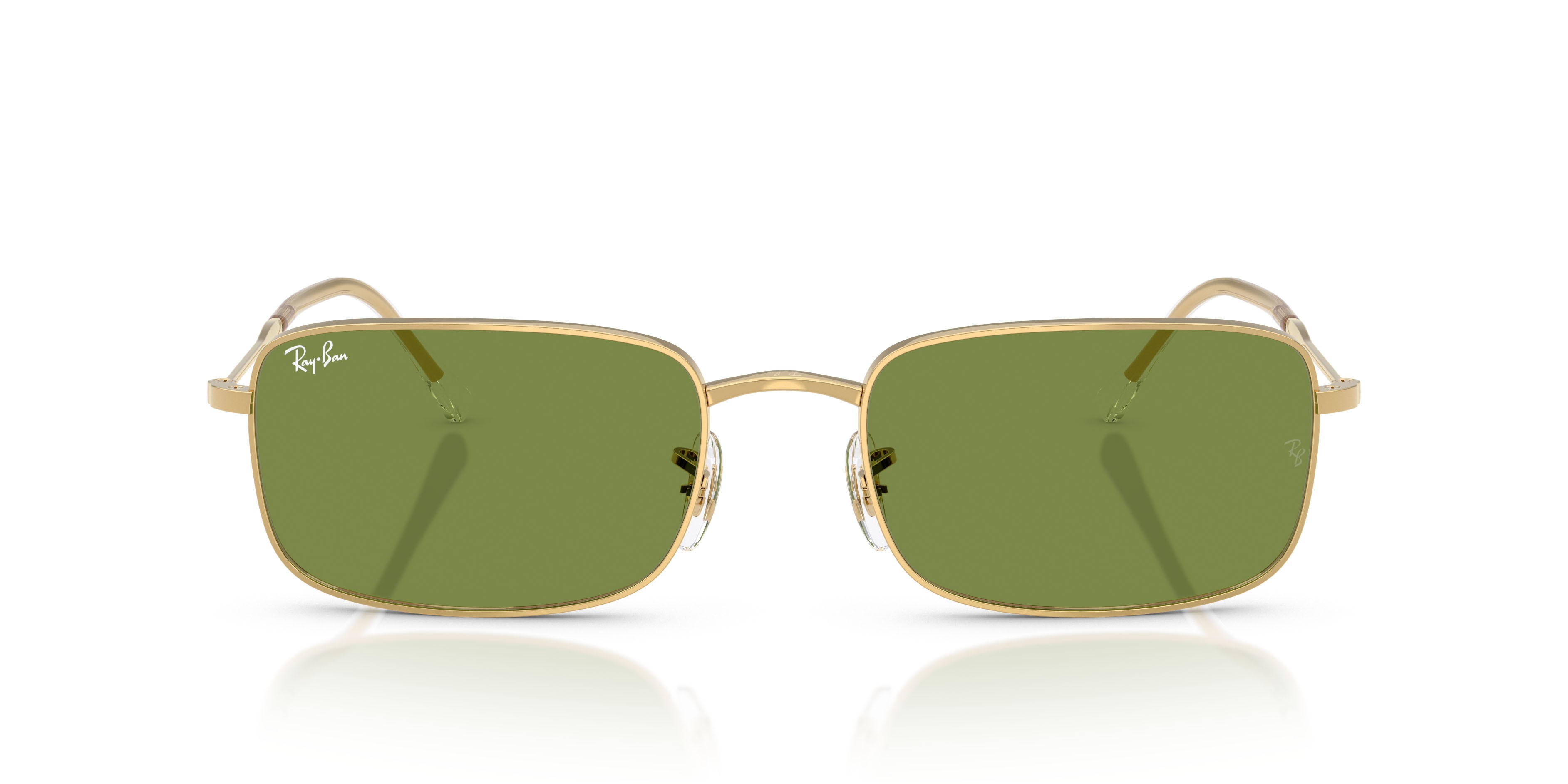 Sunglasses Ray-Ban RB 3746 (001/4E) color oro arista shape rectangle lenses verde