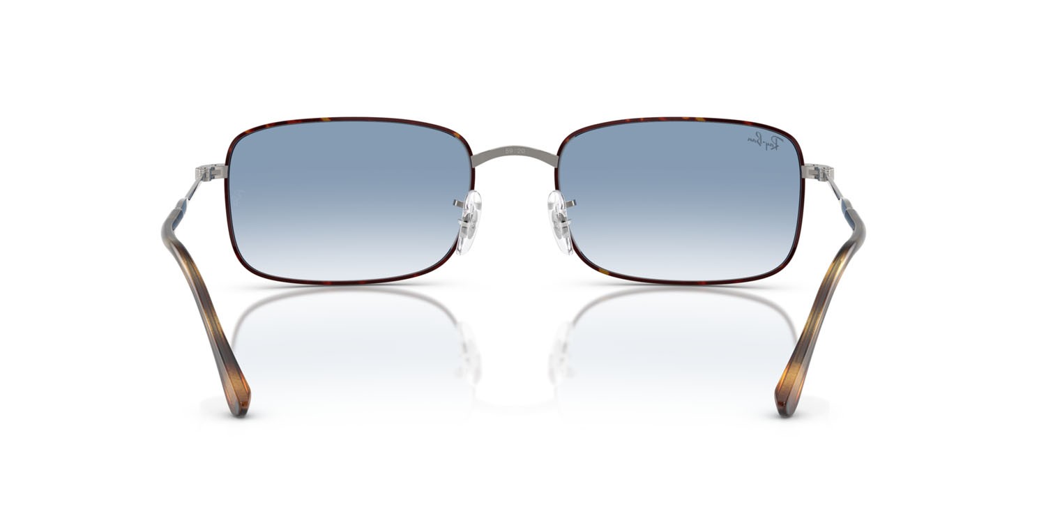 Sonnenbrillen Ray-Ban RB 3746 (92703F) farbe havana su gunmetal form rechteckig gläser trasparente sfumato blu