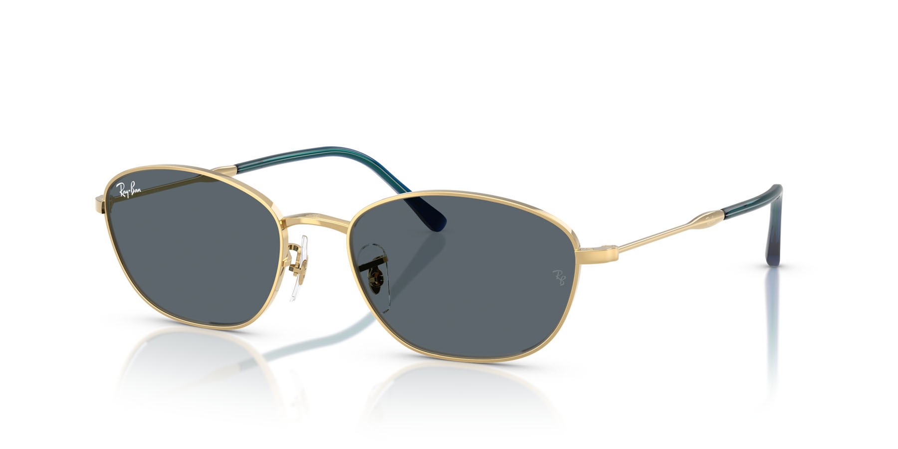 Sonnenbrillen Ray-Ban RB 3749 (9278R5) farbe oro arista form unregelmäßig gläser blu