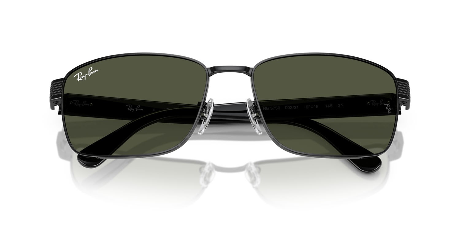Sunglasses Ray-Ban RB 3750 (002/31) color nero shape square lenses g-15 verde