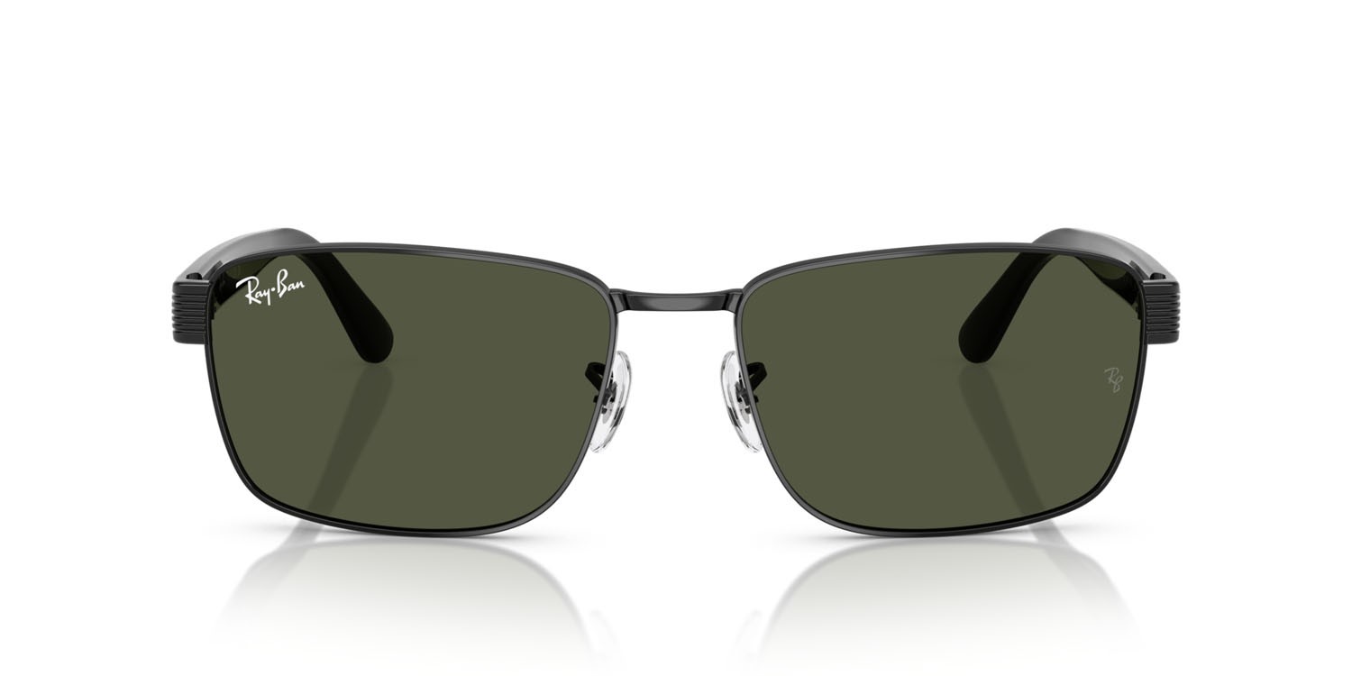 Sunglasses Ray-Ban RB 3750 (002/31) color nero shape square lenses g-15 verde