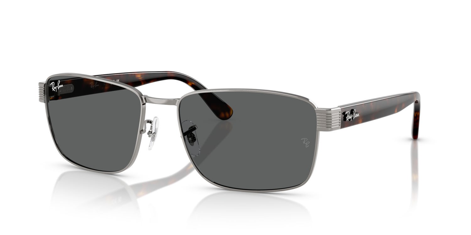 Sonnenbrillen Ray-Ban RB 3750 (004/B1) farbe gunmetal form quadratisch gläser grigio scuro