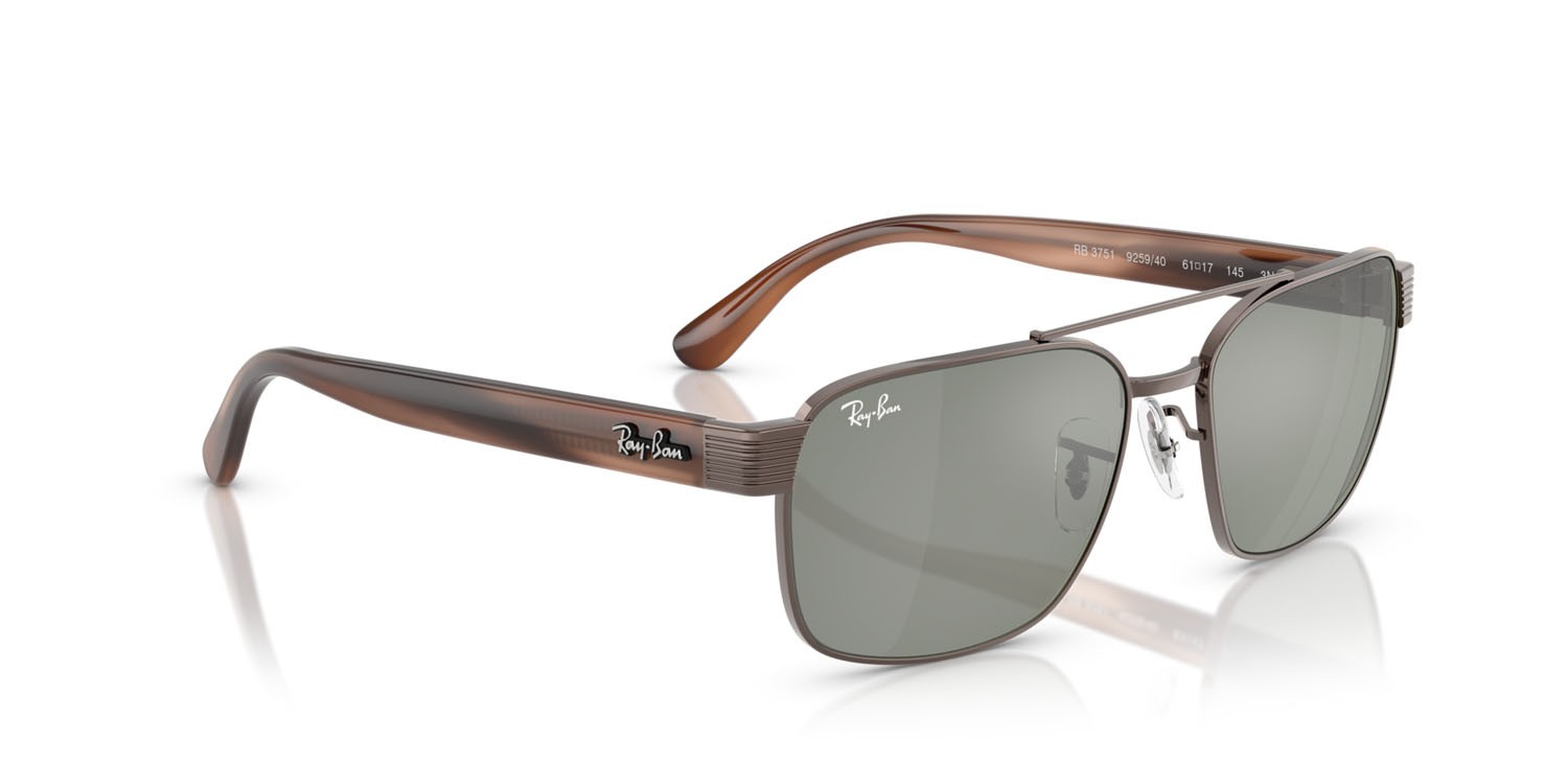 Occhiali da sole Ray-Ban RB 3751 (925940) colore rame forma quadrato lenti verde specchiato argento