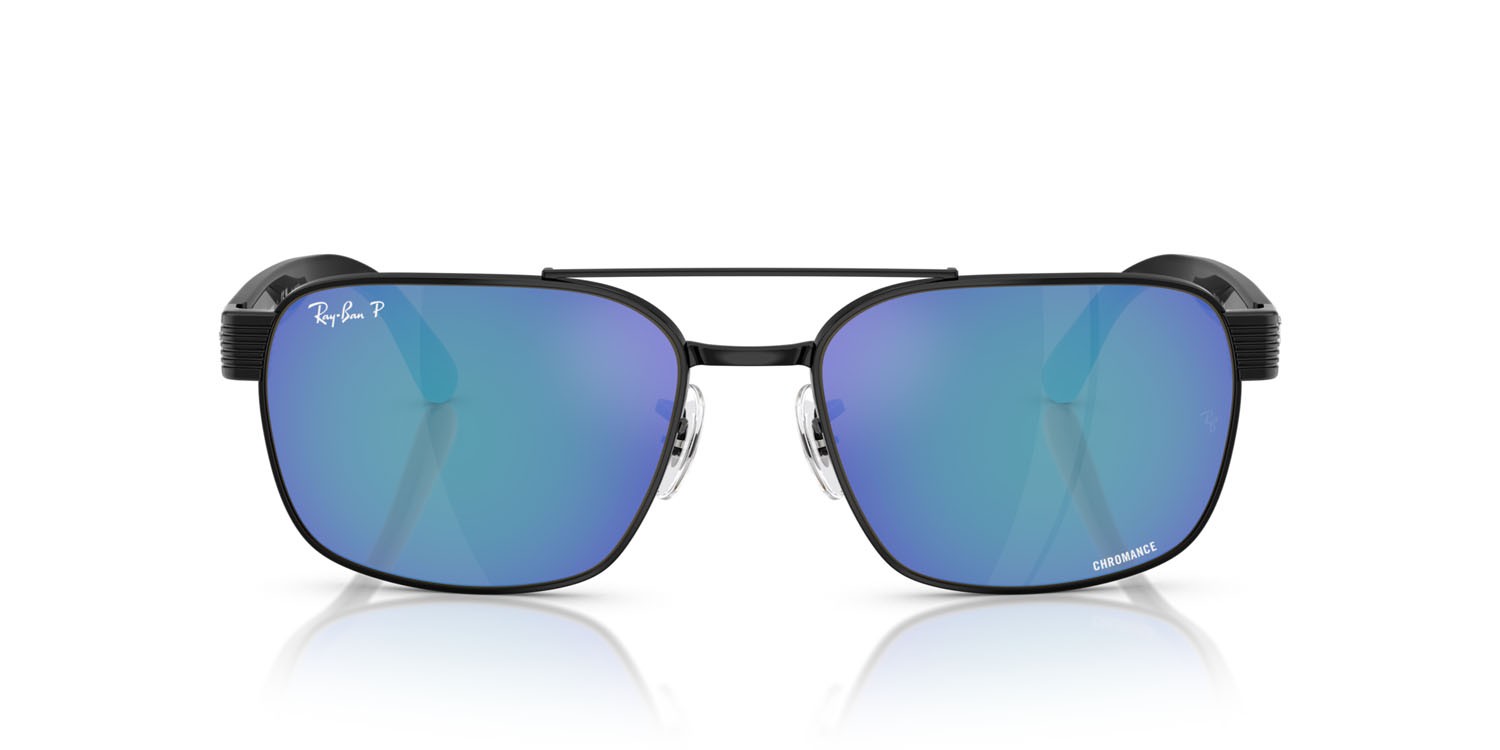 Occhiali da sole Ray-Ban RB 3751CH (002/4L) colore nero forma quadrato lenti polarizzata grigio specchiato blu