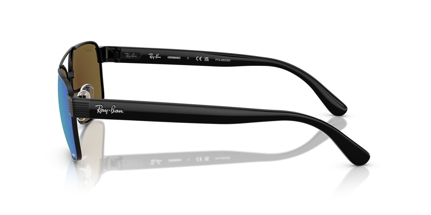 Occhiali da sole Ray-Ban RB 3751CH (002/4L) colore nero forma quadrato lenti polarizzata grigio specchiato blu