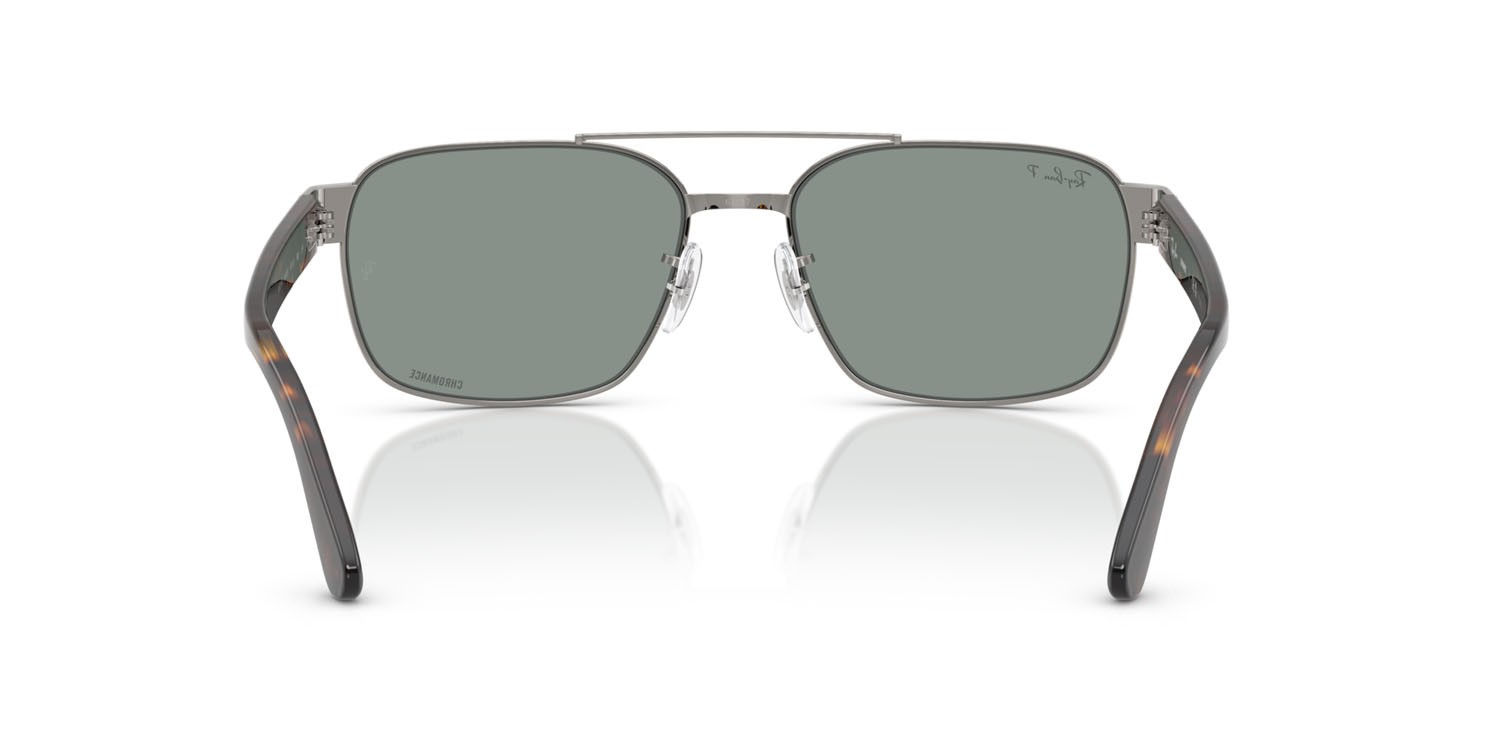 Occhiali da sole Ray-Ban RB 3751CH (004/3R) colore gunmetal forma quadrato lenti polarized azzurro