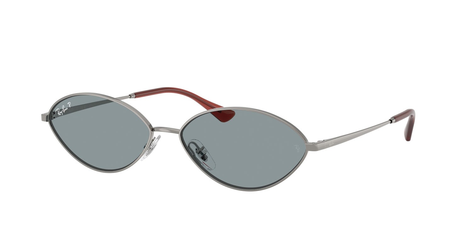 Sonnenbrillen Ray-Ban Kai RB 3757 (004/2V) farbe gunmetal form oval gläser azzurro