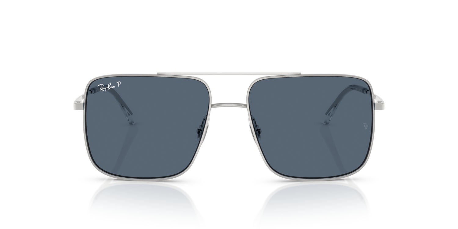Sonnenbrillen Ray-Ban Ari RB 3758 (003/2V) farbe argento form quadratisch gläser polar blu
