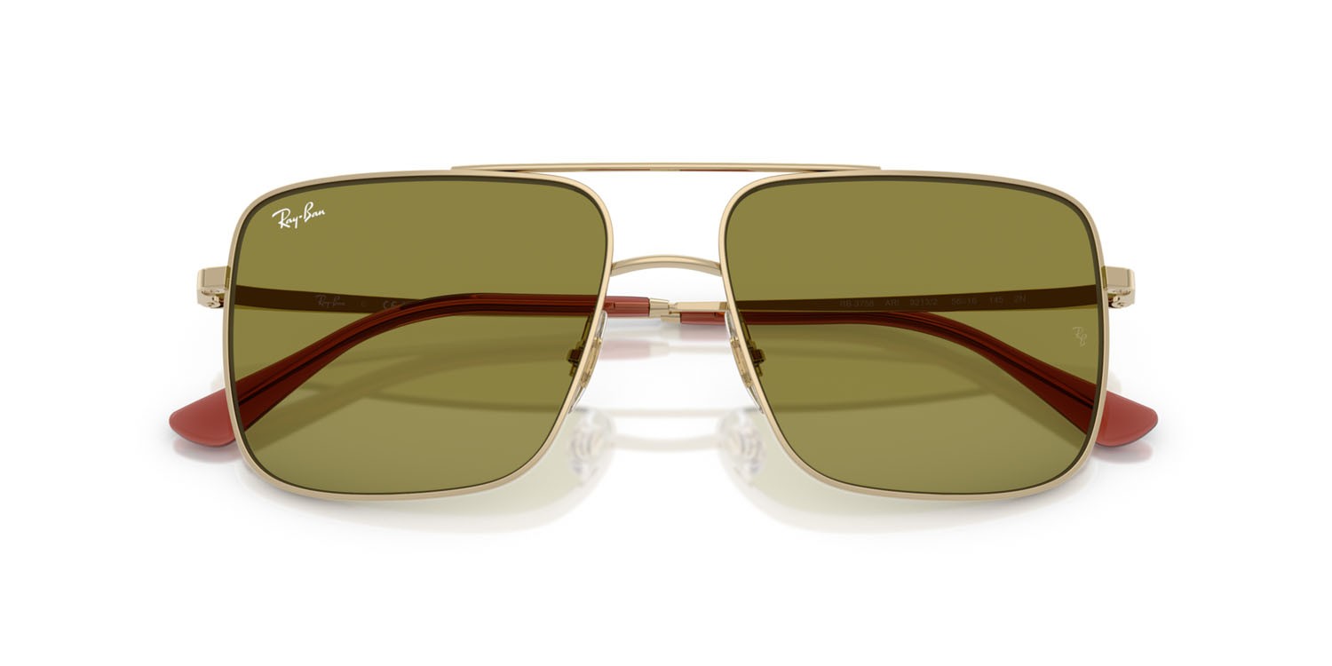 Sonnenbrillen Ray-Ban Ari RB 3758 (9213/2) farbe oro pallido form quadratisch gläser verde