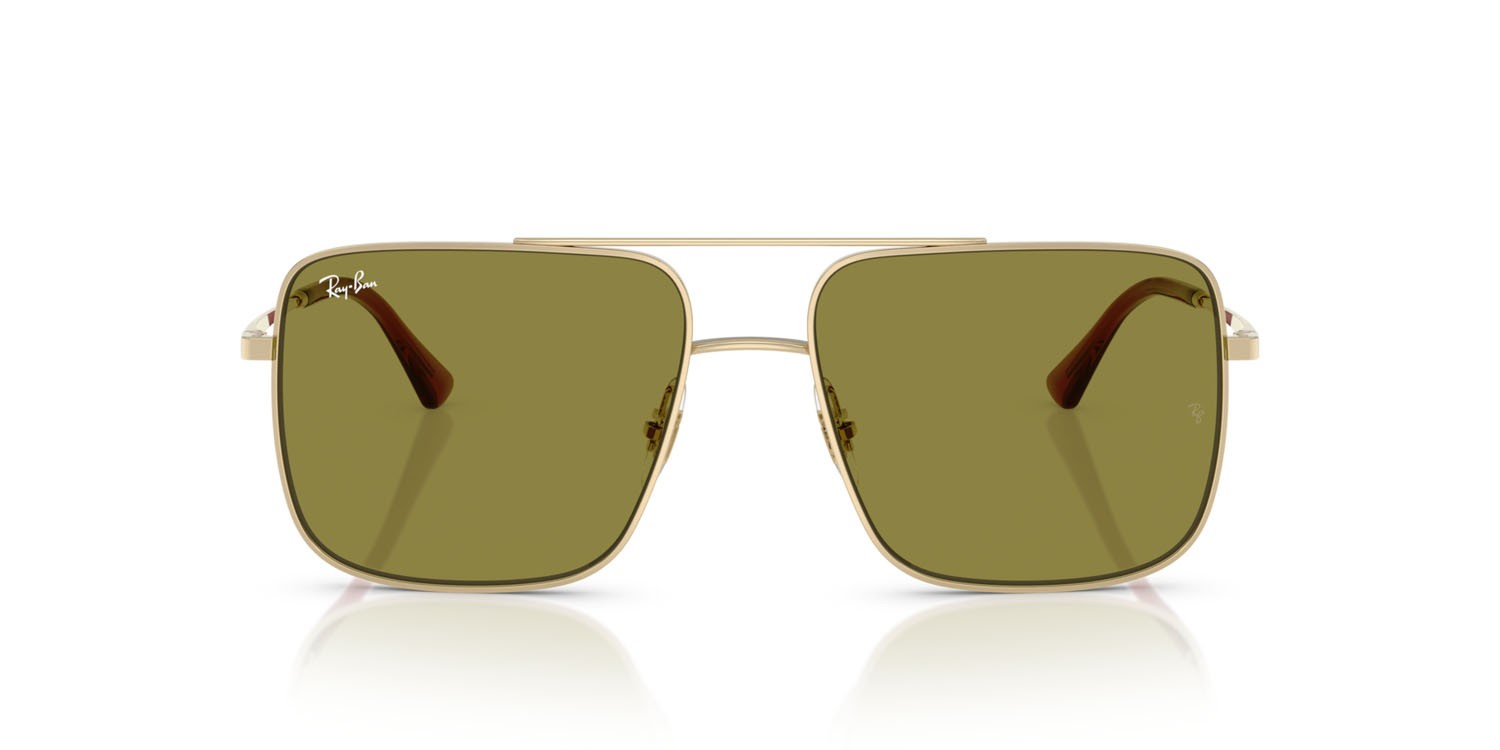 Sonnenbrillen Ray-Ban Ari RB 3758 (9213/2) farbe oro pallido form quadratisch gläser verde