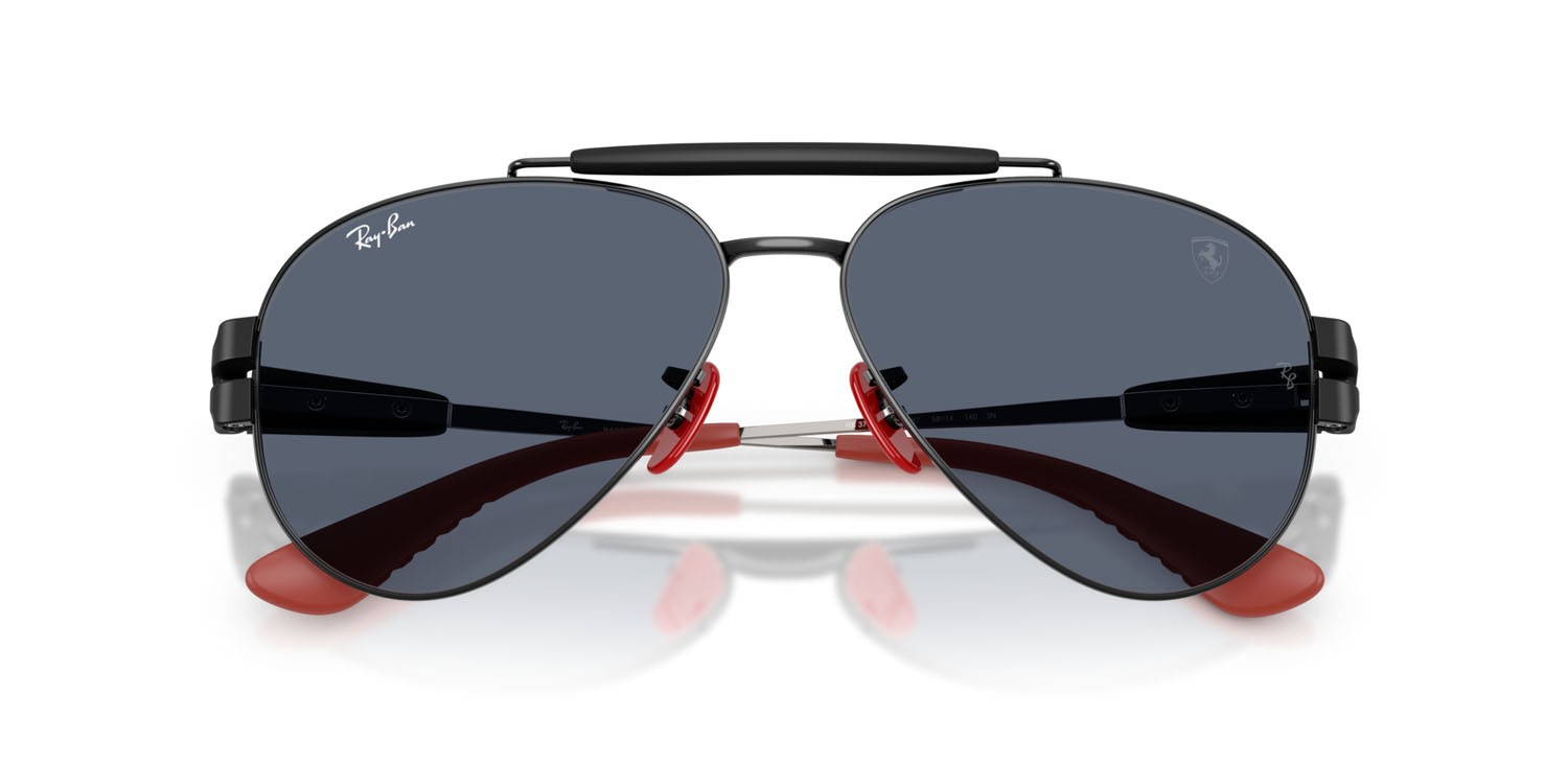 Sonnenbrillen Ray-Ban Scuderia Ferrari RB 3762M (F00987) farbe nero form pantos gläser grigio scuro