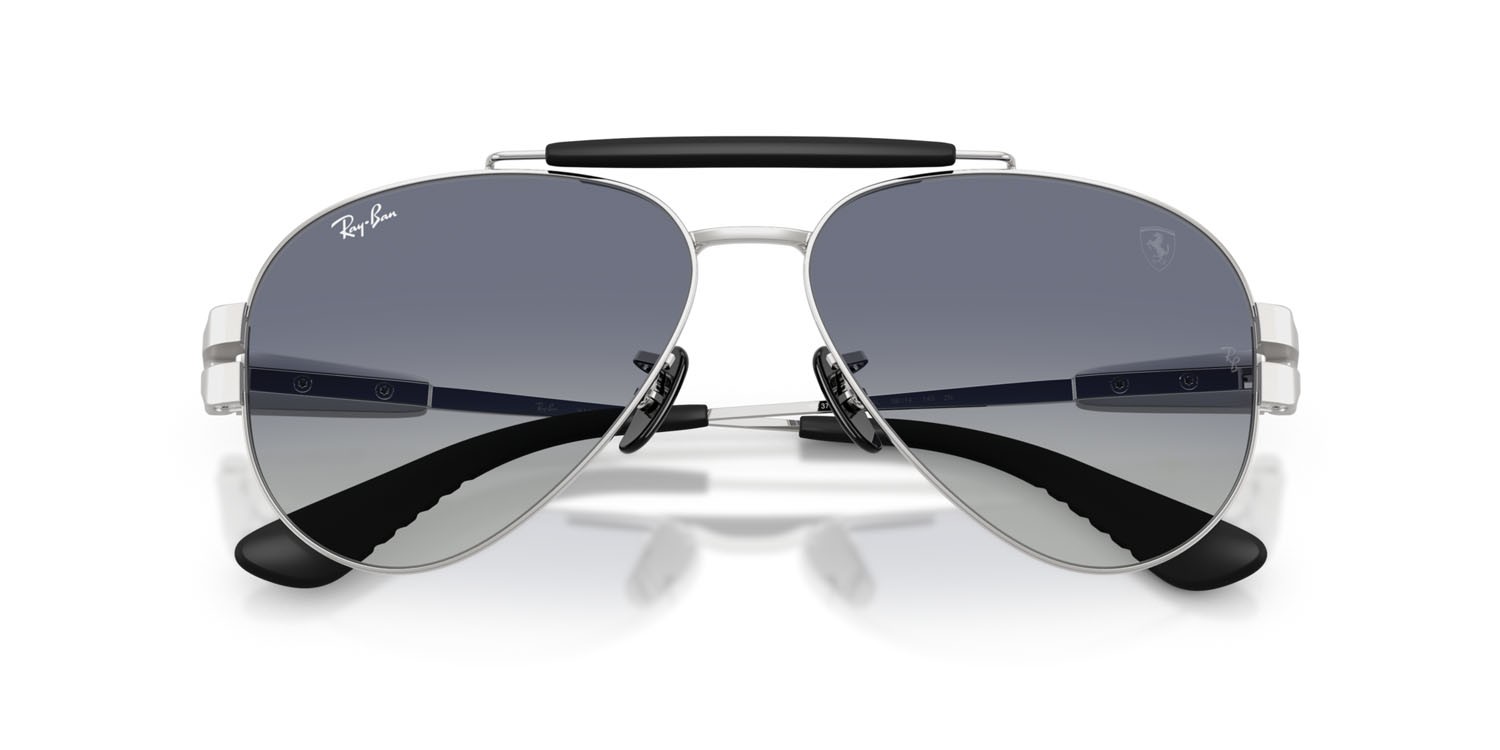 Sonnenbrillen Ray-Ban Scuderia Ferrari RB 3762M (F1224L) farbe argento form pantos gläser blu sfumato grigio