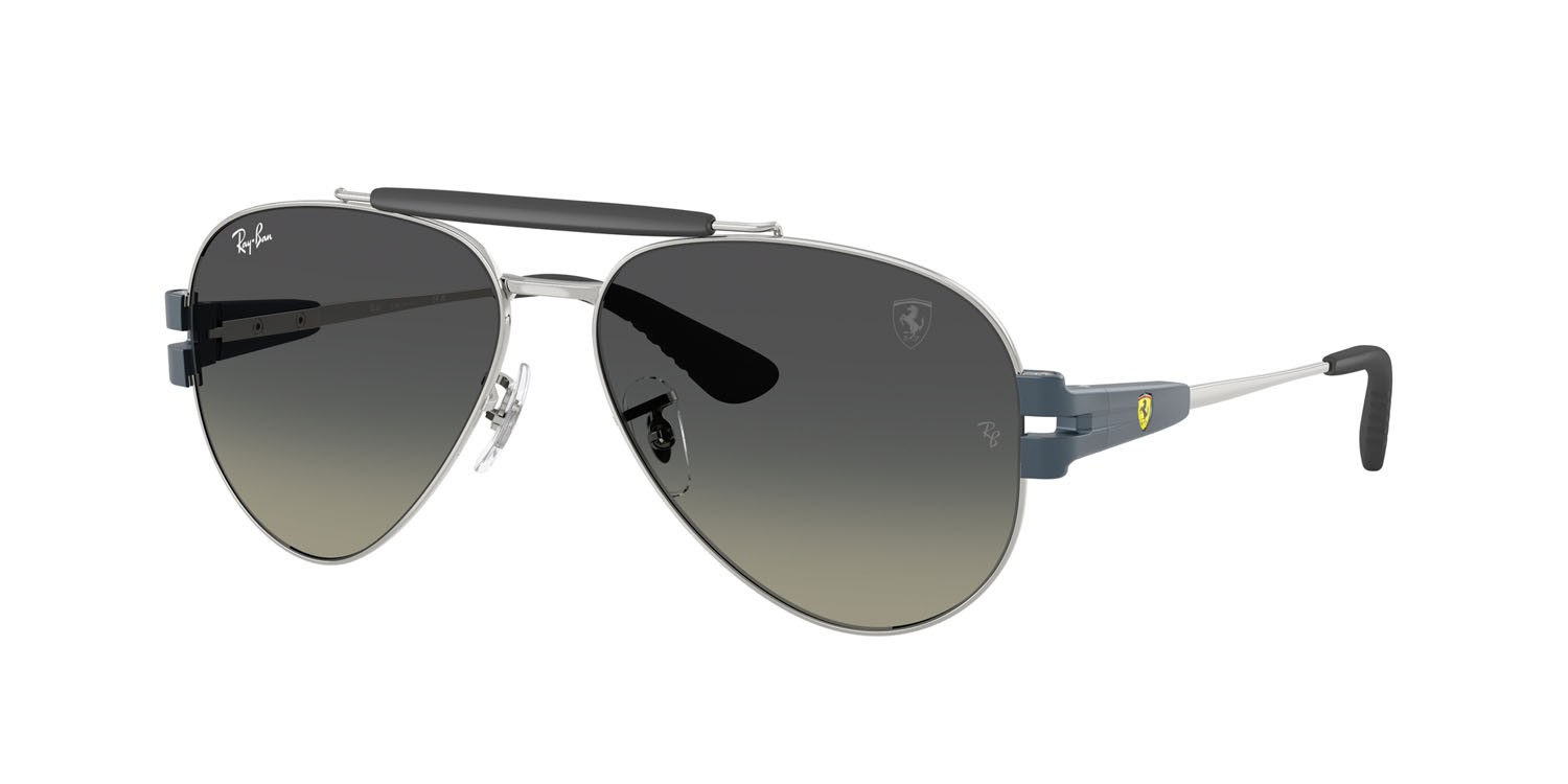 Occhiali da sole Ray-Ban Scuderia Ferrari RB 3762M (F12311) colore argento forma pantos lenti sfumato grigio