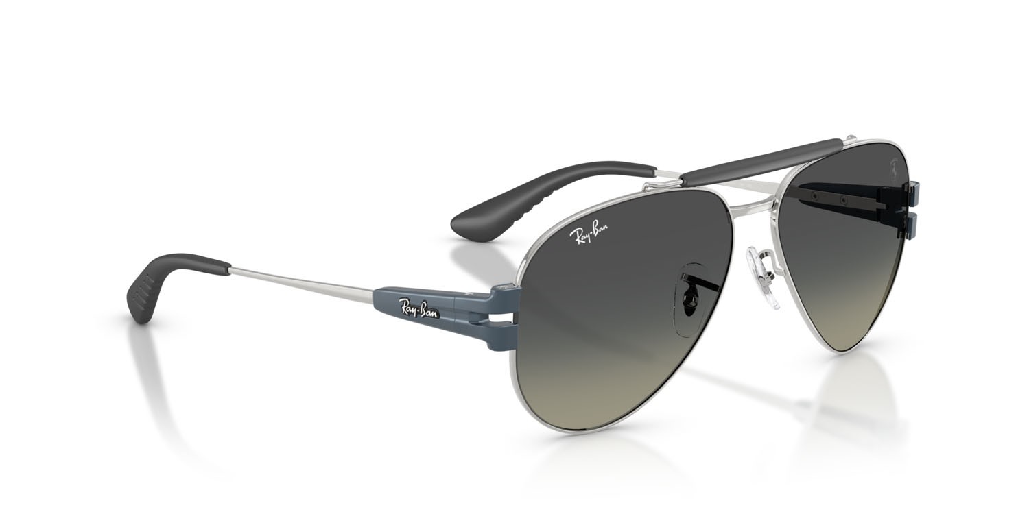 Occhiali da sole Ray-Ban Scuderia Ferrari RB 3762M (F12311) colore argento forma pantos lenti sfumato grigio
