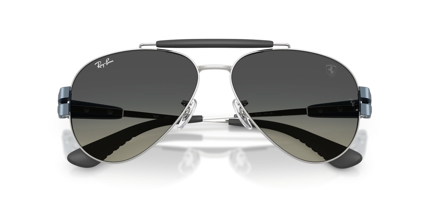 Occhiali da sole Ray-Ban Scuderia Ferrari RB 3762M (F12311) colore argento forma pantos lenti sfumato grigio