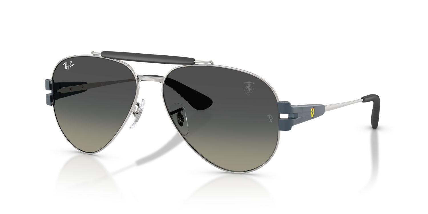 Occhiali da sole Ray-Ban Scuderia Ferrari RB 3762M (F12311) colore argento forma pantos lenti sfumato grigio