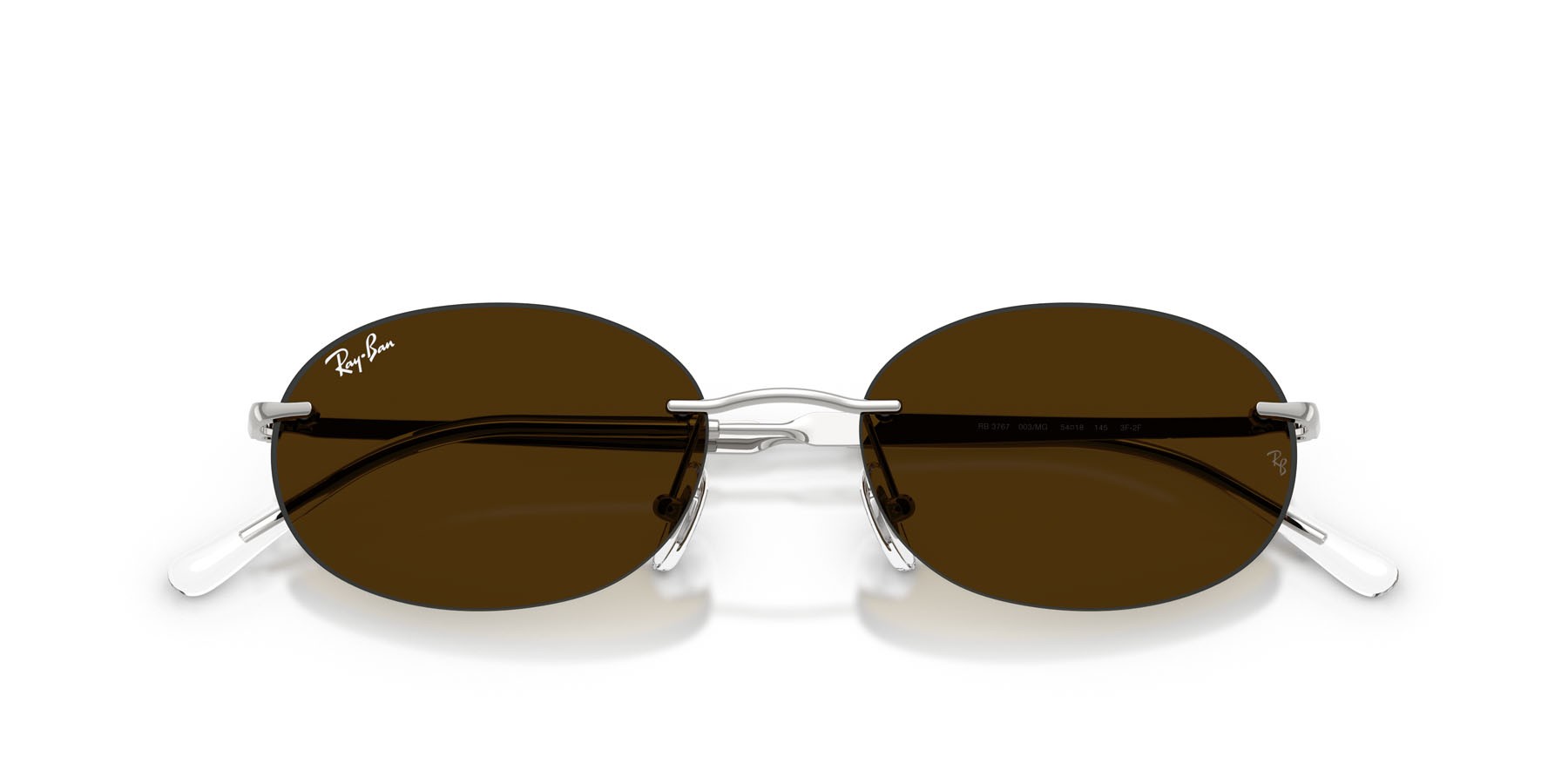 Occhiali da sole Ray-Ban RB 3767 (003/MG) colore argento forma ovale lenti ambra