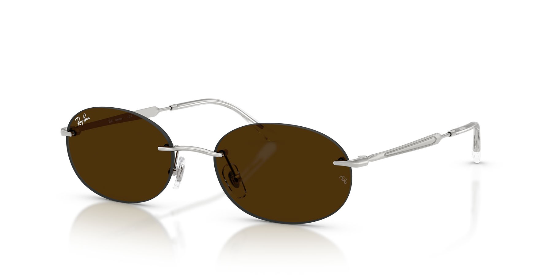 Occhiali da sole Ray-Ban RB 3767 (003/MG) colore argento forma ovale lenti ambra