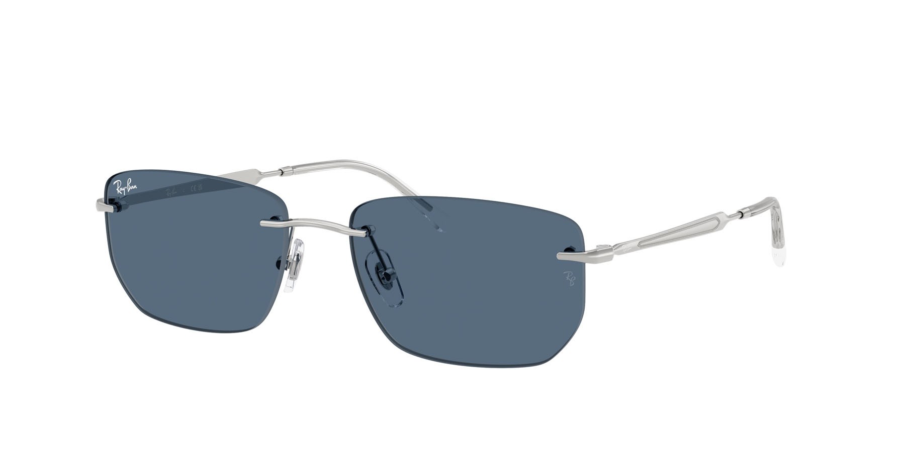 Sonnenbrillen Ray-Ban RB 3768 (003/80) farbe argento form unregelmäßig gläser blu scuro