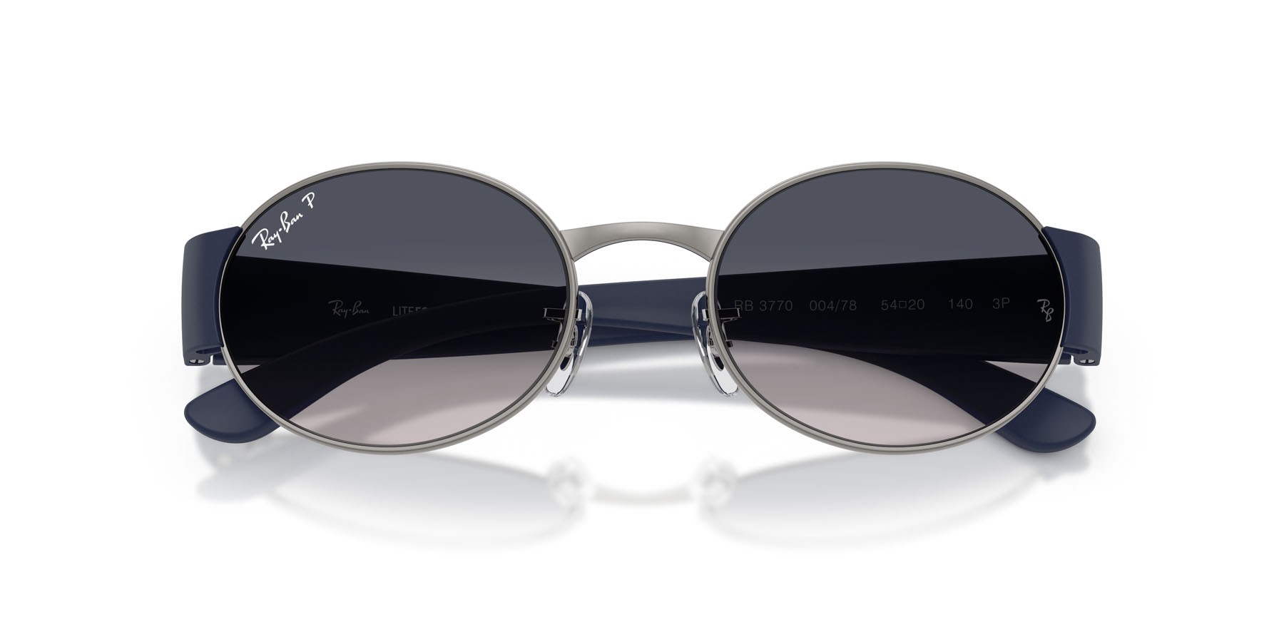 Sonnenbrillen Ray-Ban RB 3770 (004/78) farbe gunmetal form oval gläser polarizzata blu sfumato