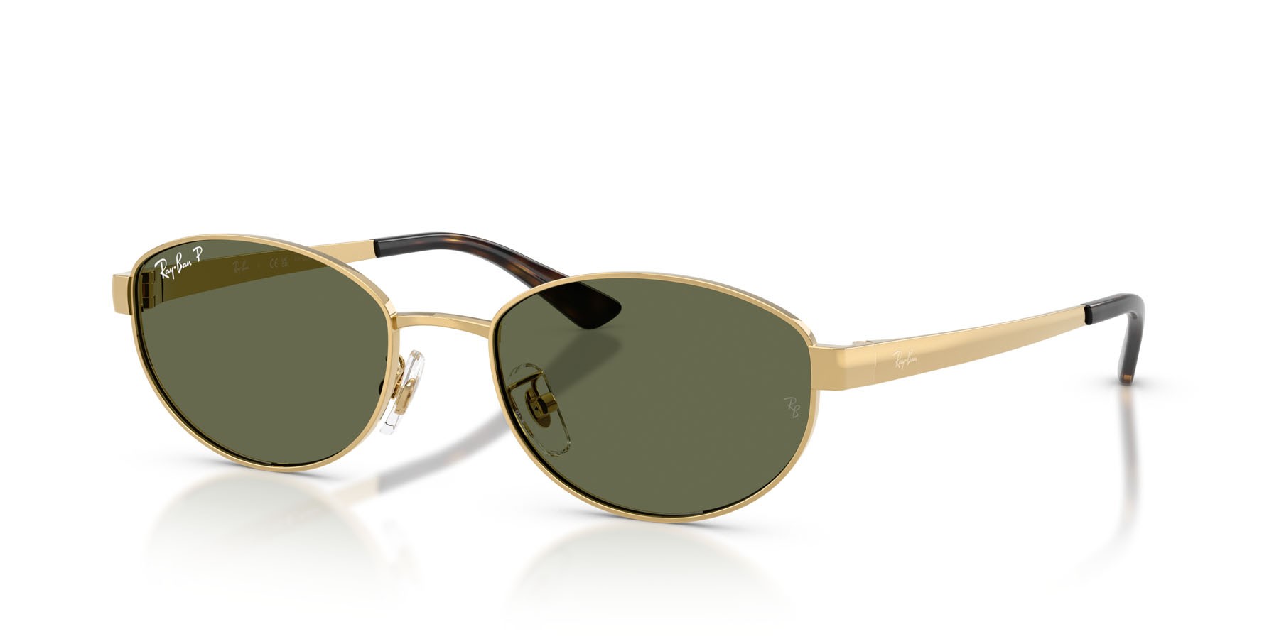 Sonnenbrillen Ray-Ban RB 3774D (001/9A) farbe oro arista form oval gläser verde scuro polarizzata