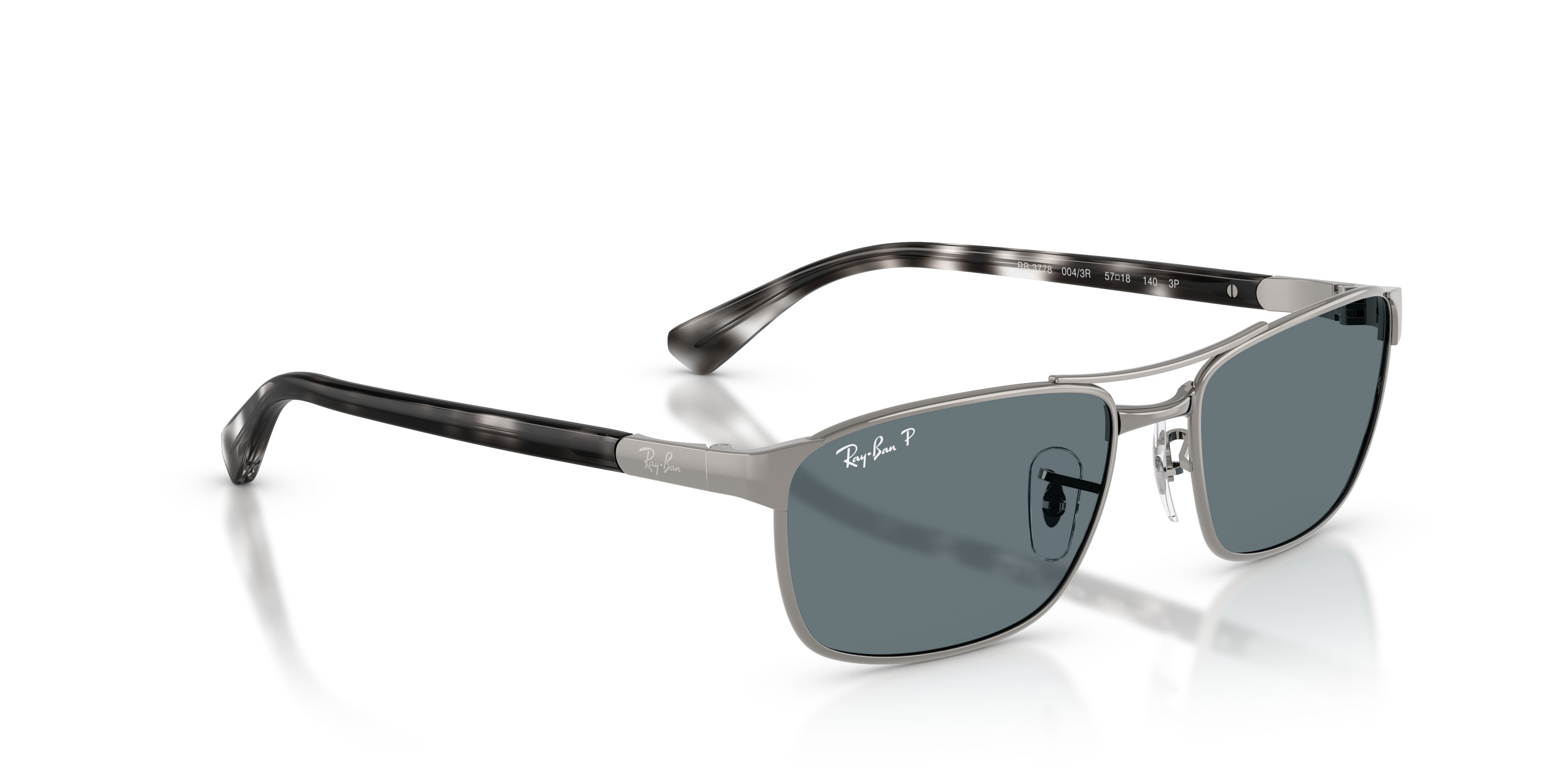 Sonnenbrillen Ray-Ban RB 3778 (004/3R) farbe gunmetal form unregelmäßig gläser polarizzata blu scuro