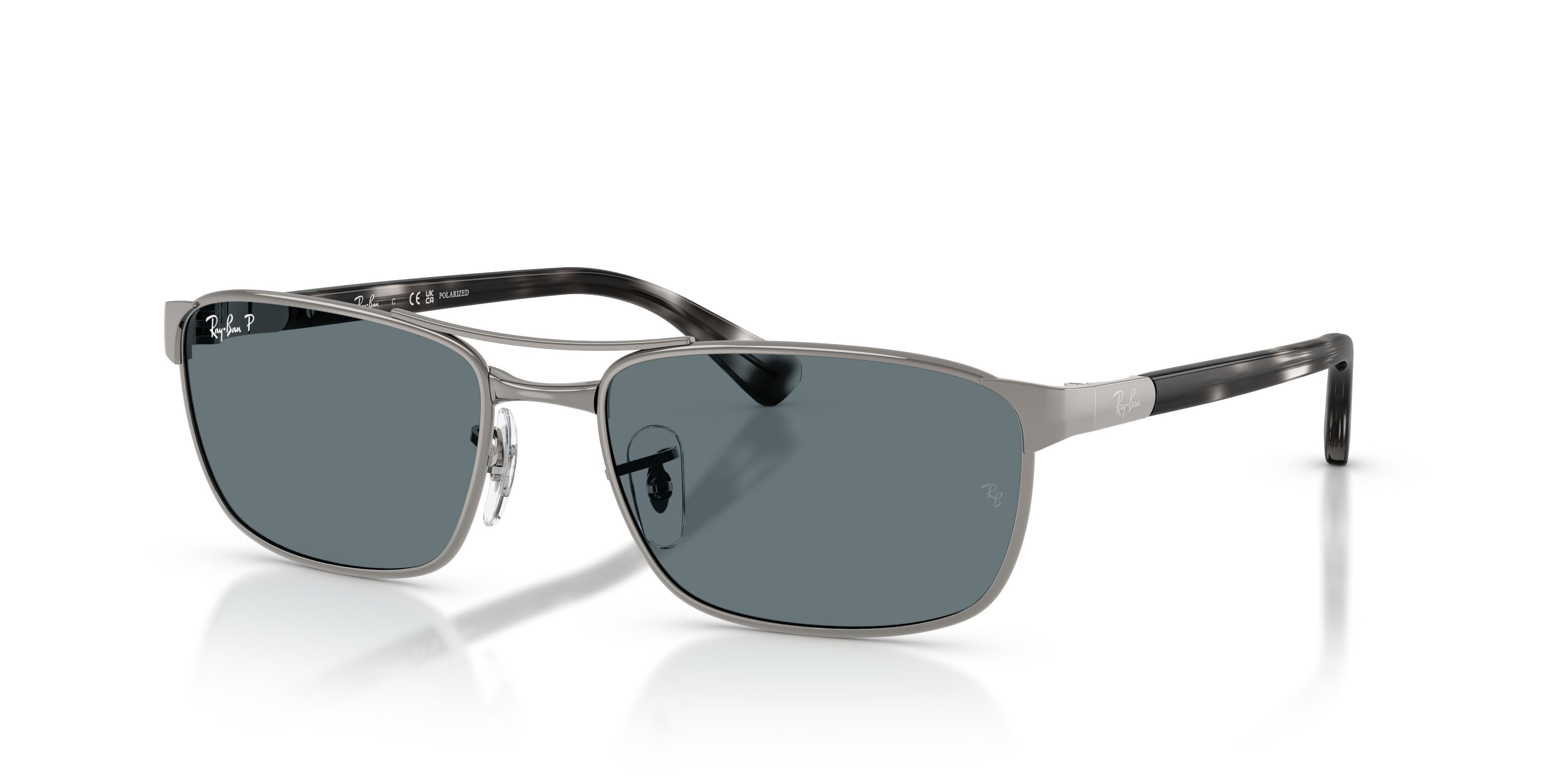 Sonnenbrillen Ray-Ban RB 3778 (004/3R) farbe gunmetal form unregelmäßig gläser polarizzata blu scuro