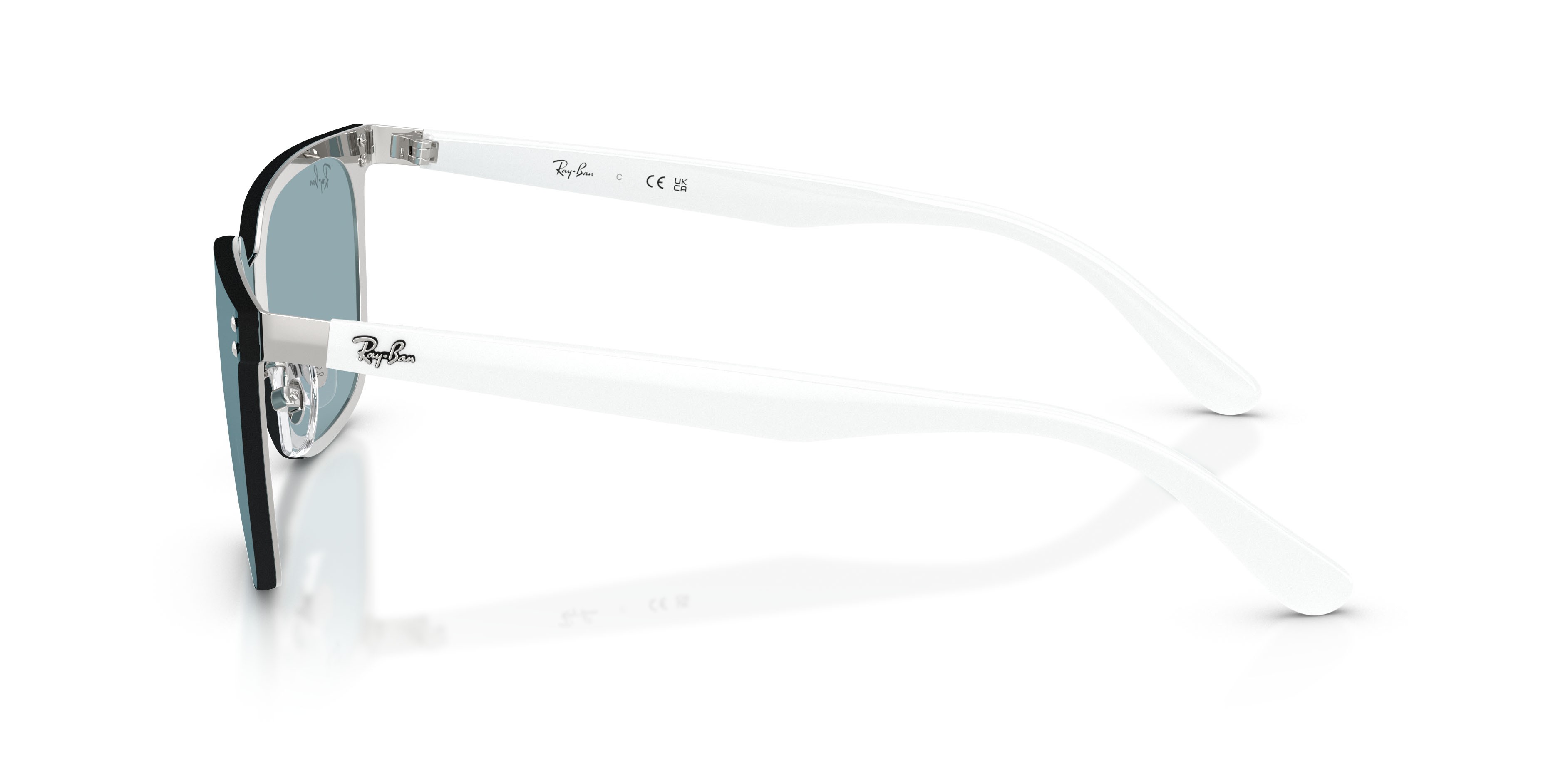 Sonnenbrillen Ray-Ban RB 3784D (003/80) farbe argento form quadratisch gläser azzurro