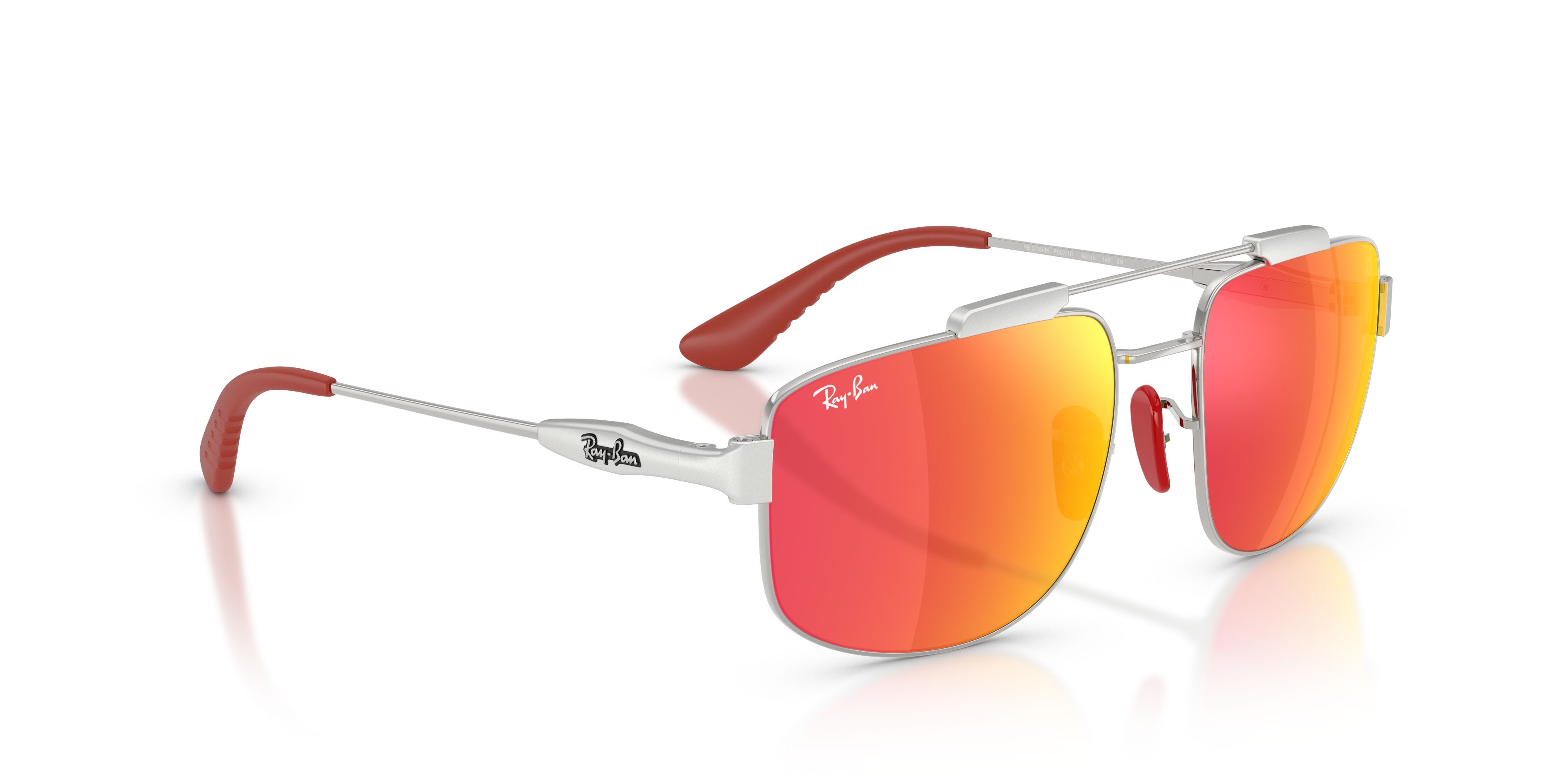 Sonnenbrillen Ray-Ban Scuderia Ferrari RB 3789M (F0071D) farbe argento form quadratisch gläser rosso grigio a specchio