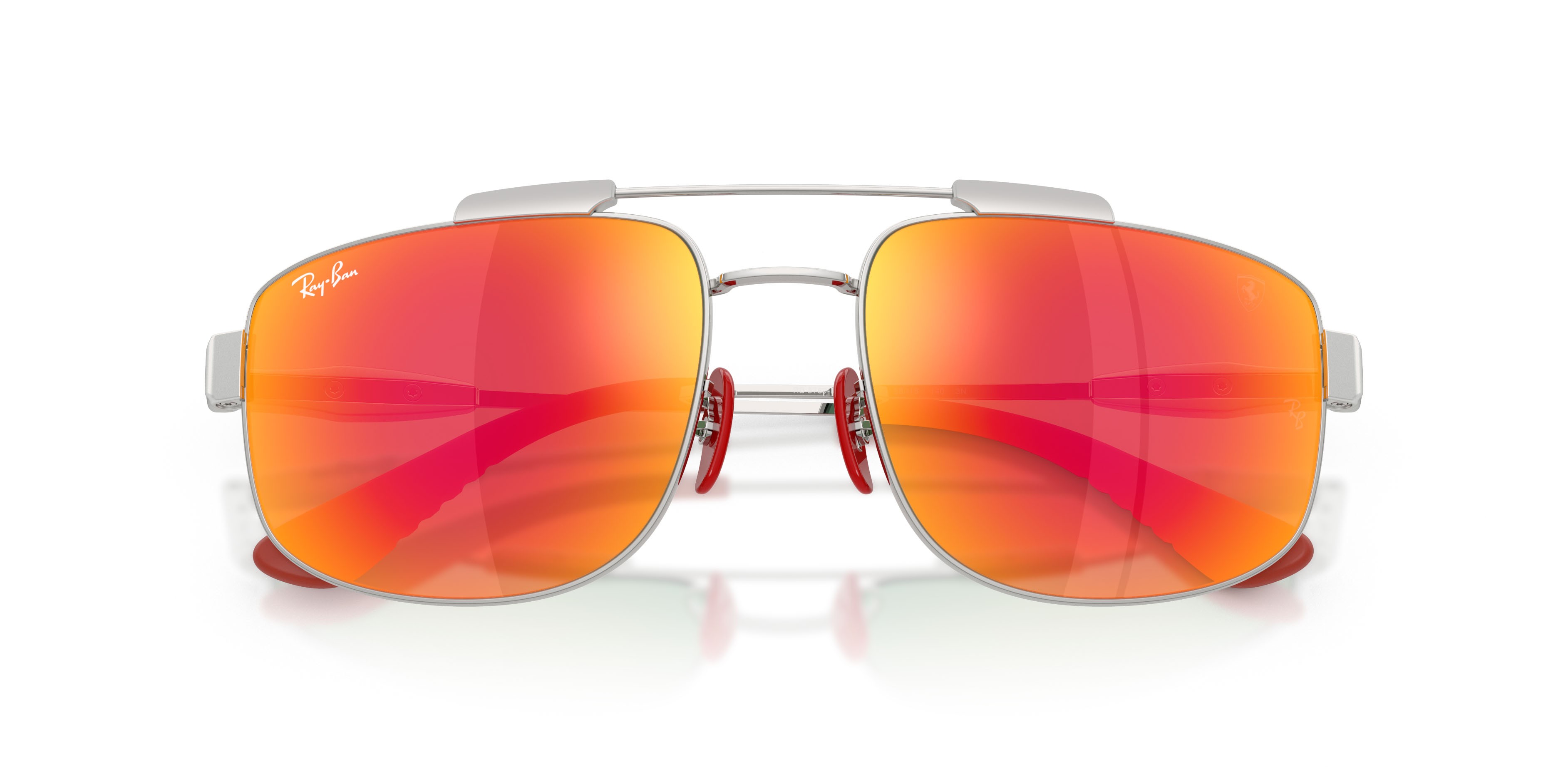 Sonnenbrillen Ray-Ban Scuderia Ferrari RB 3789M (F0071D) farbe argento form quadratisch gläser rosso grigio a specchio