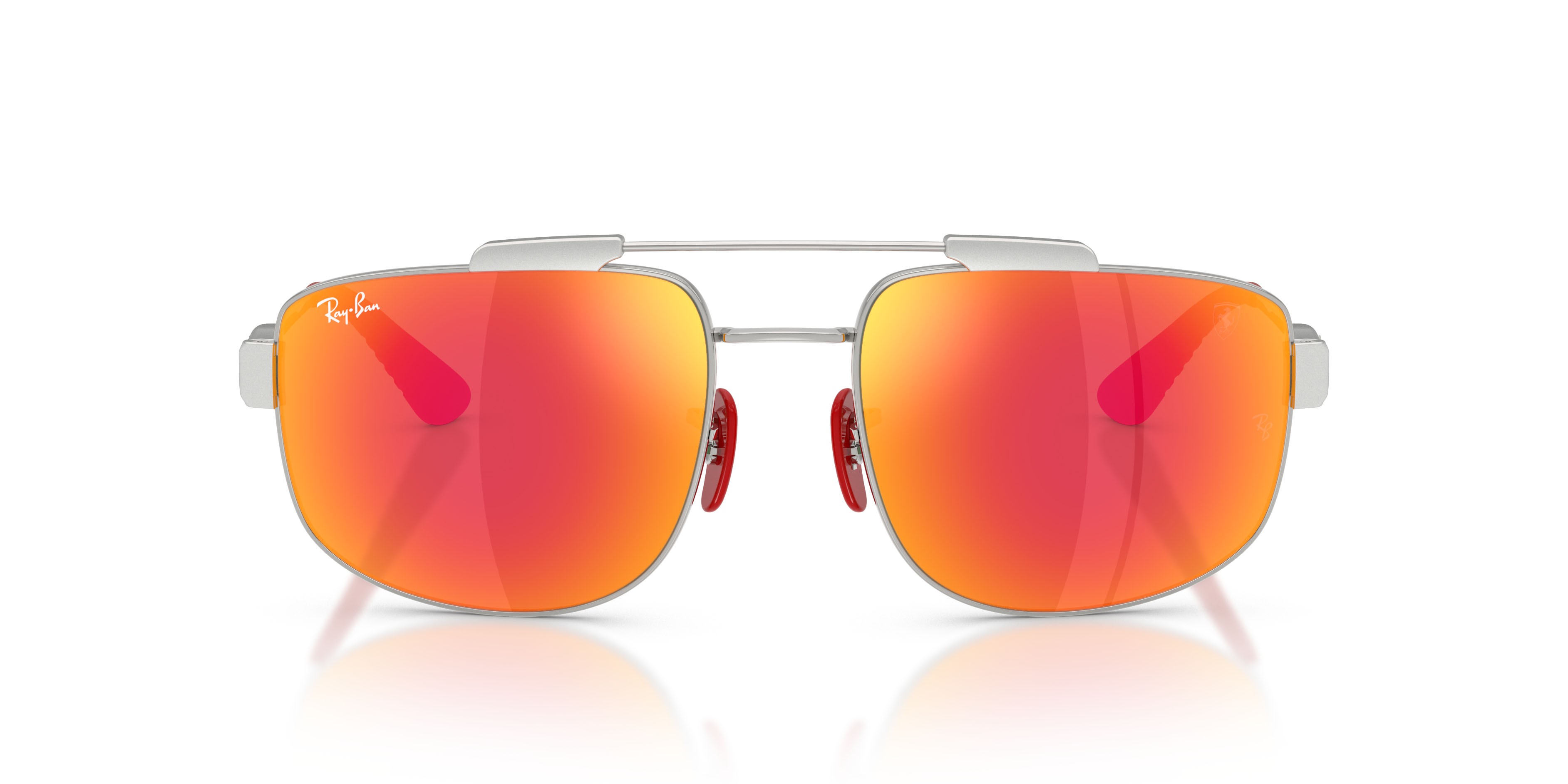 Sonnenbrillen Ray-Ban Scuderia Ferrari RB 3789M (F0071D) farbe argento form quadratisch gläser rosso grigio a specchio