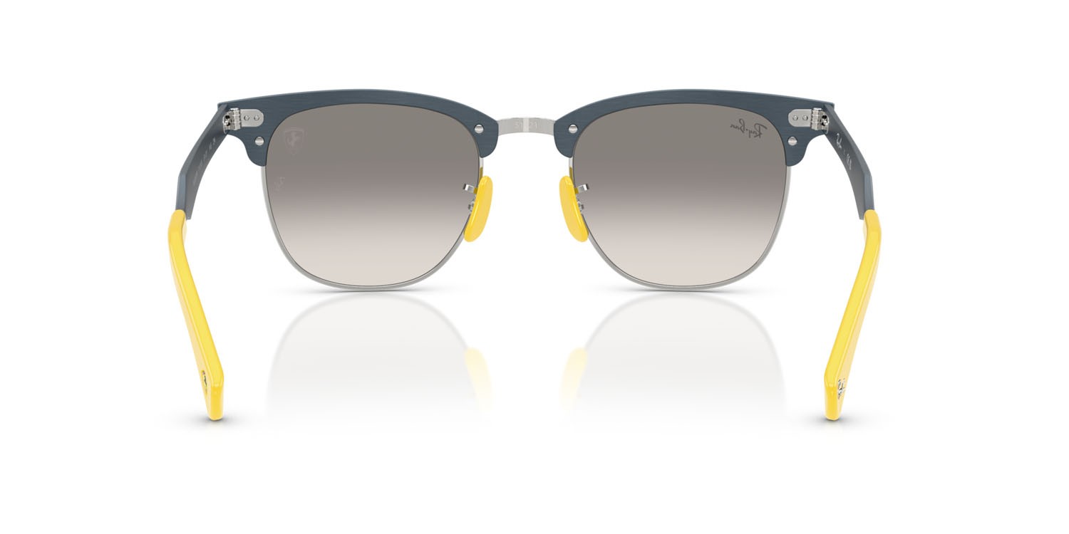 Sunglasses Ray-Ban Scuderia Ferrari RB 3807M (F11232) color blu spazzolato su argento shape square lenses trasparente sfumato grigio