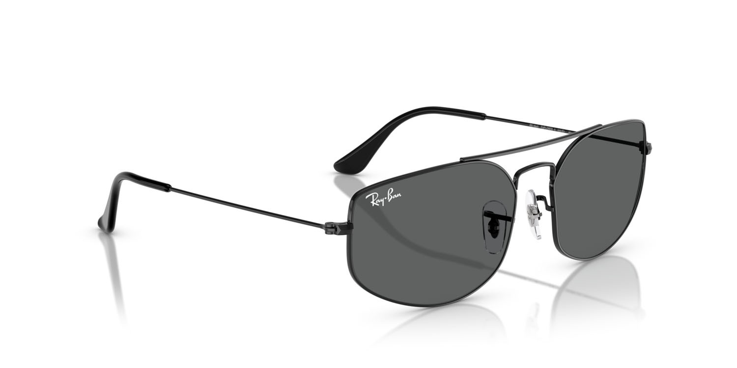Sunglasses Ray-Ban Explorer 5 RB 3845 (002/B1) color nero shape irregular lenses grigio scuro