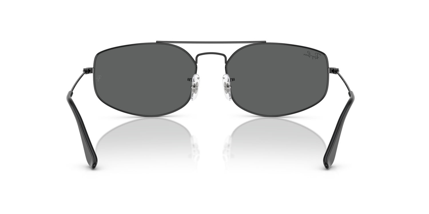 Sunglasses Ray-Ban Explorer 5 RB 3845 (002/B1) color nero shape irregular lenses grigio scuro