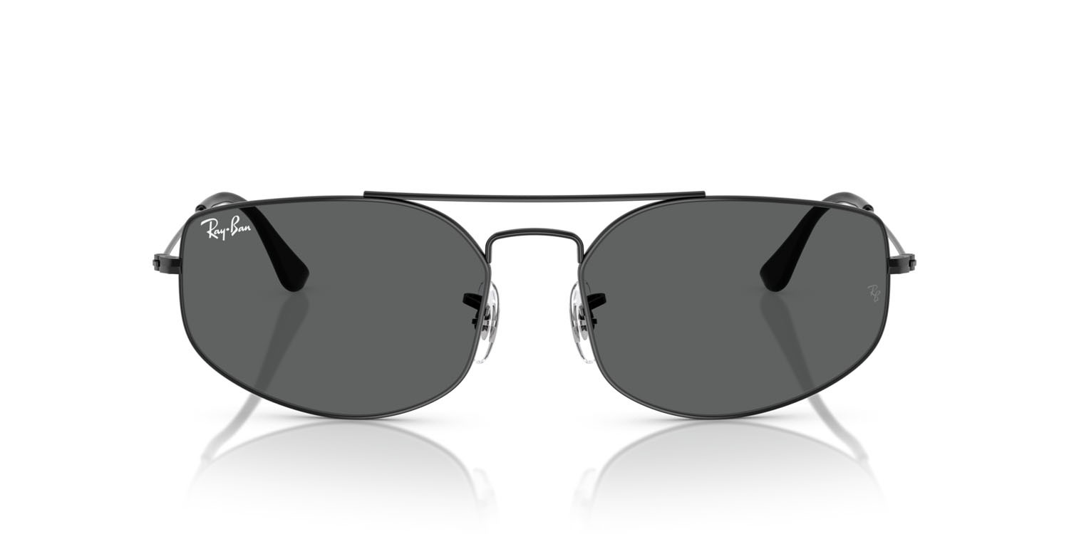 Sunglasses Ray-Ban Explorer 5 RB 3845 (002/B1) color nero shape irregular lenses grigio scuro